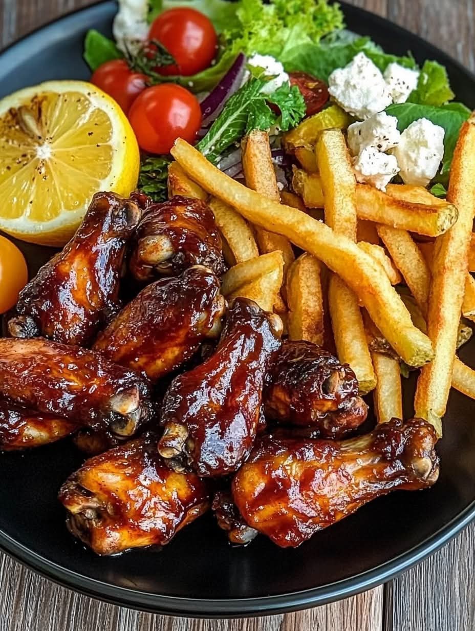 بال مرغ با سیب زمینی سرخ شده